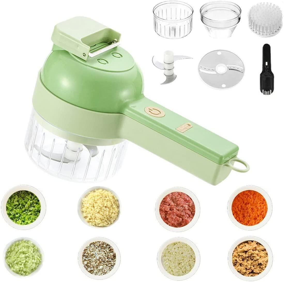 Portable Electric Vegetable Cutter Set | 4-in-1 Multifunction Chopper, Slicer, Grinder & Peeler for Kitchen