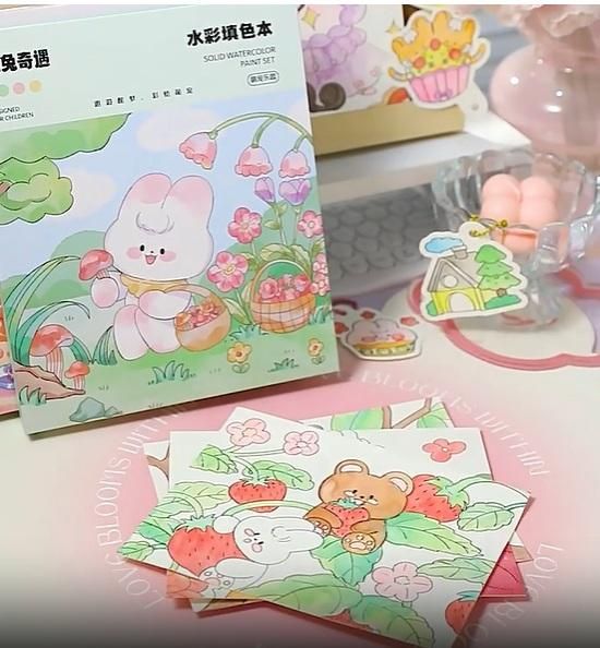 Cartoon Art Coloring Painting Set for Kids | Watercolor & Drawing Paper Book | Creative Painting Kit (Pack of 1)