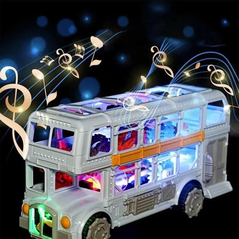 Retro Double Decker Bus Model Toy with Lights & Sound