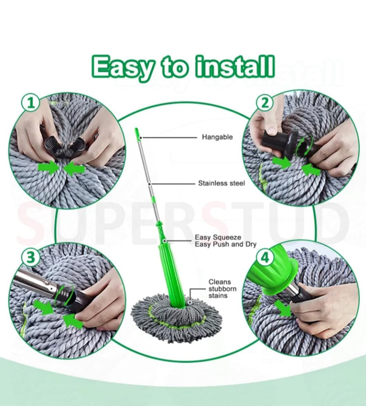 Self-twisting Water Rotating Mop