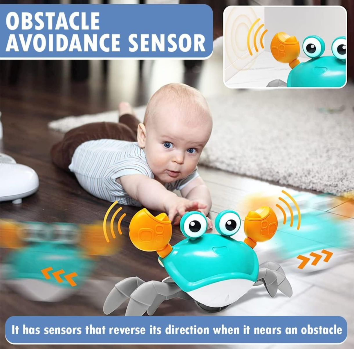 Baby Toys Infant Crawling Crab Toy | Interactive Musical Walking Crab with LED Lights for Kids & Toddlers