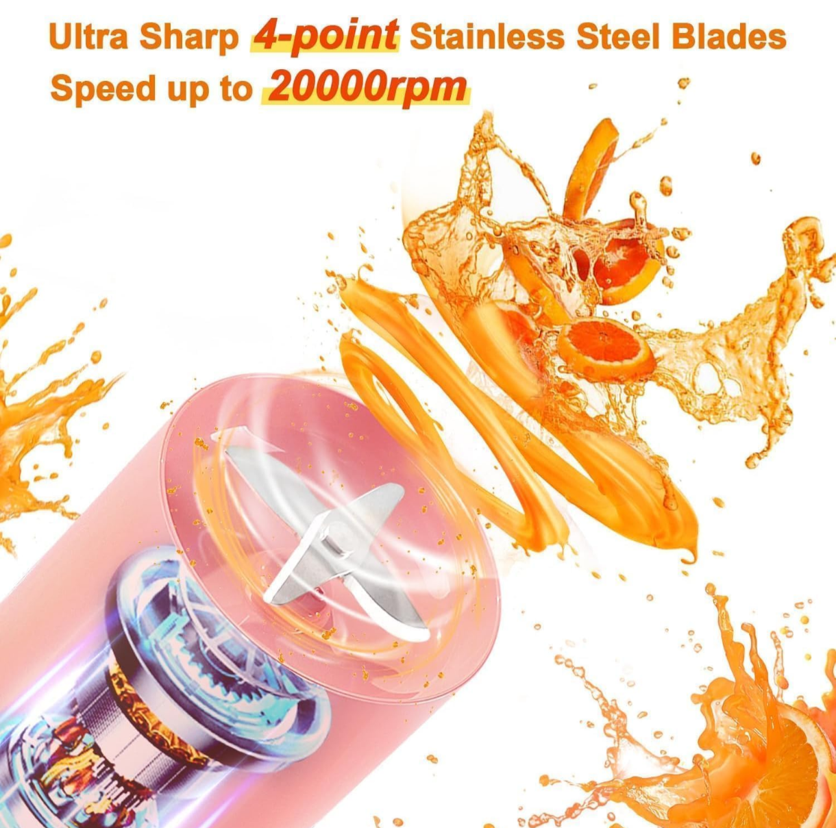 Travel Portable Mini USB Rechargeable Juicer Blender | Personal Smoothie & Shake Maker for Outdoor & Home