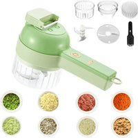 Portable Electric Vegetable Cutter Set | 4-in-1 Multifunction Chopper, Slicer, Grinder & Peeler for Kitchen