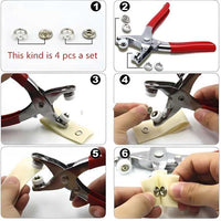 Metal Studs Snap Buttons 100 Sets with Pliers – 9.5mm Silver Copper Prong Fasteners for Clothes, Bags & DIY Crafts