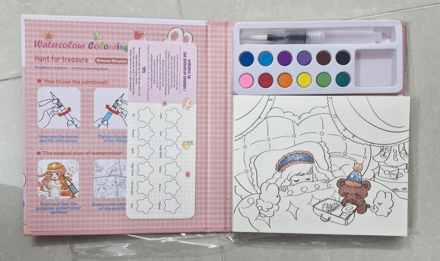Cartoon Art Coloring Painting Set for Kids | Watercolor & Drawing Paper Book | Creative Painting Kit (Pack of 1)