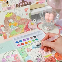 Cartoon Art Coloring Painting Set for Kids | Watercolor & Drawing Paper Book | Creative Painting Kit (Pack of 1)