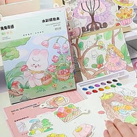 Cartoon Art Coloring Painting Set for Kids | Watercolor & Drawing Paper Book | Creative Painting Kit (Pack of 1)