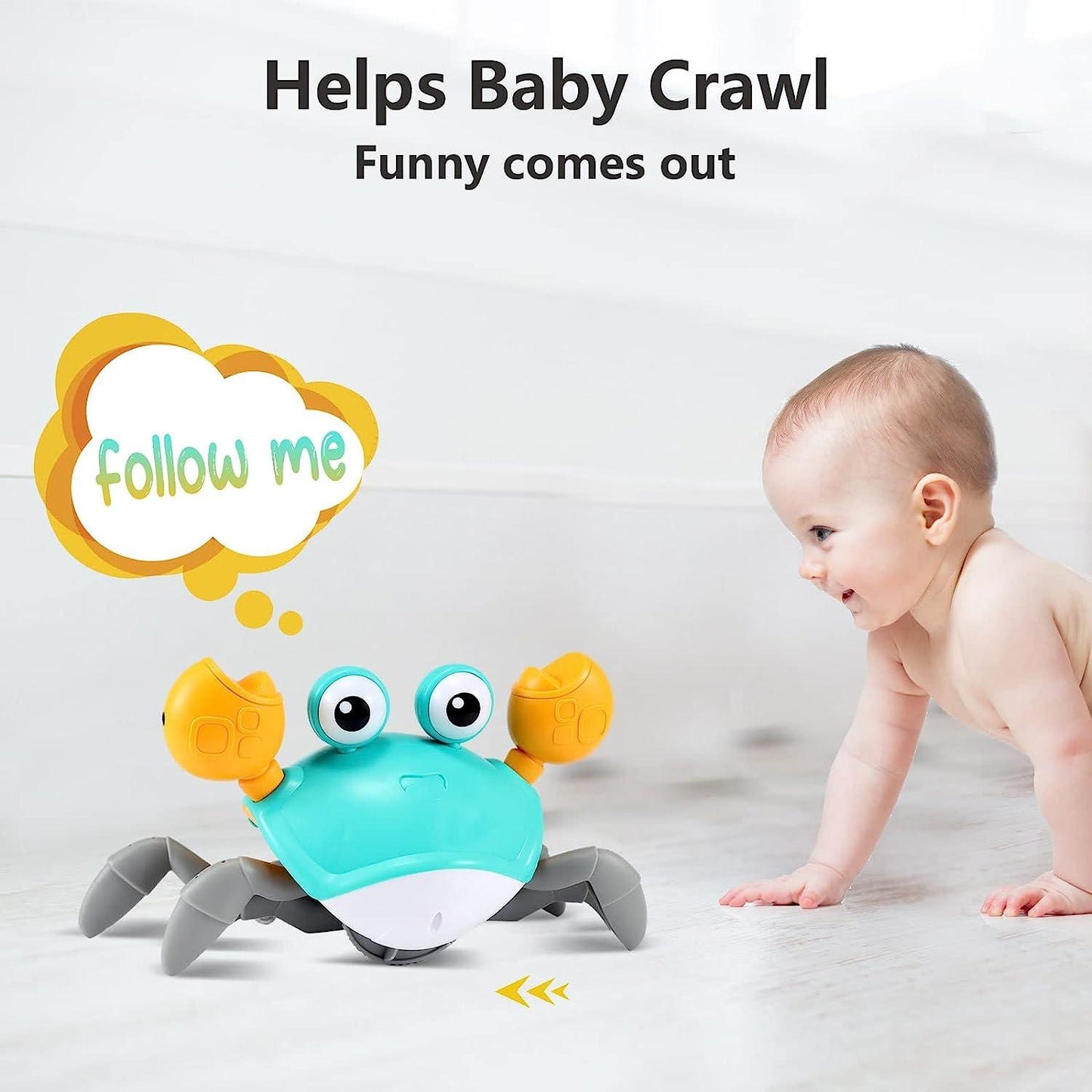Baby Toys Infant Crawling Crab Toy | Interactive Musical Walking Crab with LED Lights for Kids & Toddlers