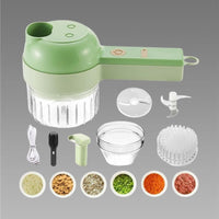 Portable Electric Vegetable Cutter Set | 4-in-1 Multifunction Chopper, Slicer, Grinder & Peeler for Kitchen