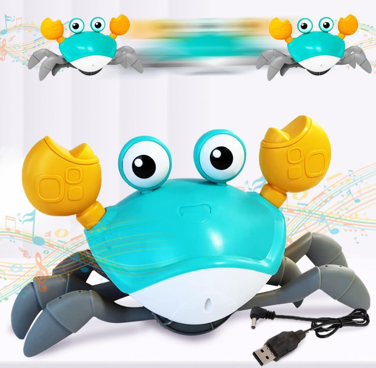 Baby Toys Infant Crawling Crab Toy | Interactive Musical Walking Crab with LED Lights for Kids & Toddlers